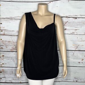 Torrid NWT Size 4 Black Asymmetrical Drape Cowl Neck Studio Knit Tank Top Blouse